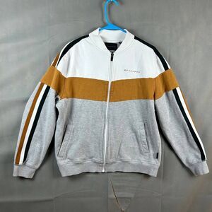 Sean John Track Jacket Men's Size L Beige White  Pockets Full Zip Long Sleeve